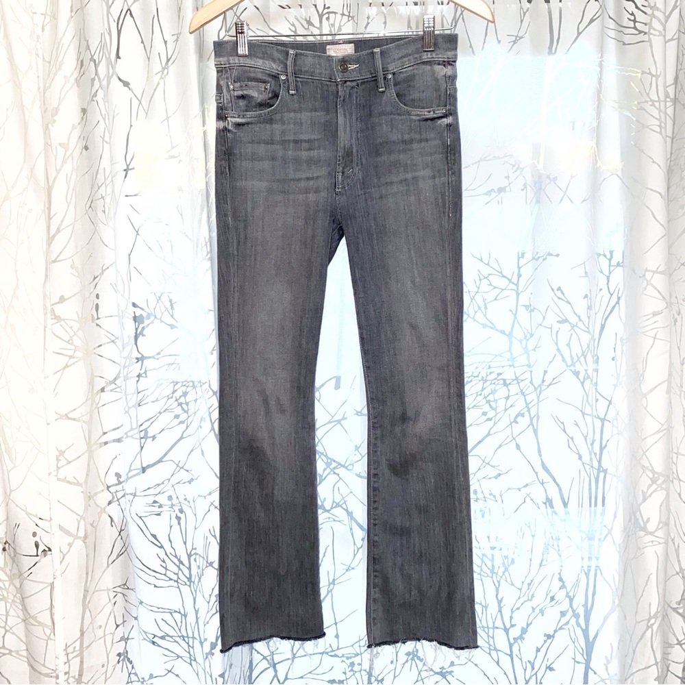 Mother gray black fan the flames insider ankle frey high waisted flare crop jean - Picture 5 of 16